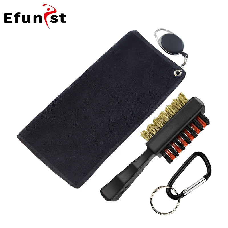 Golf Towel 26*26cm With Carabiner Hook Microfiber Double-Sided Velvet 10.24*10.24 Inch Black Cotton Cleaning Towel Sports Cleans