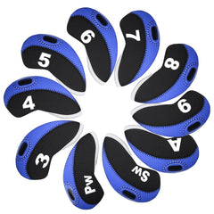 Golf Club Covers Set for Irons Neoprene Iron Head Cover Club Protector 10Pcs With Top Window For Men Women