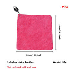 Golf Towel 26*26cm With Carabiner Hook Microfiber Double-Sided Velvet 10.24*10.24 Inch Black Cotton Cleaning Towel Sports Cleans