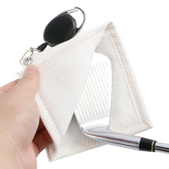12*12cm Pu Square Golf Ball Cleaning Towel with Retractable Key Chain & 1 Golf Tee Portable and Easy to Carry