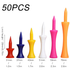 50Pcs Colorful Plastic Golf Tee Step Down Graduated Castle Tee Height Control  Golf Ball Holder Golf Accessories