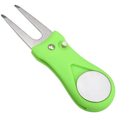 Portable Golf Green Repair Tool - Stainless Steel Fork with Pop-up Button Ball Marker, ABS Material - Golf Accessories