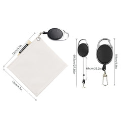 12*12cm Pu Square Golf Ball Cleaning Towel with Retractable Key Chain & 1 Golf Tee Portable and Easy to Carry