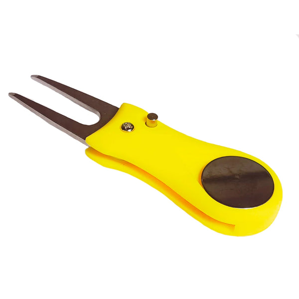 Portable Golf Green Repair Tool - Stainless Steel Fork with Pop-up Button Ball Marker, ABS Material - Golf Accessories