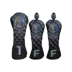 Golf Wood Cover Skull For Driver Fairway Hybrid Waterproof Protector Set PU Leather Soft Durable Golf Club Covers