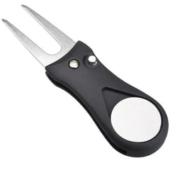 Portable Golf Green Repair Tool - Stainless Steel Fork with Pop-up Button Ball Marker, ABS Material - Golf Accessories