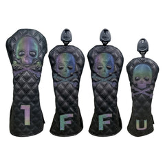 Golf Wood Cover Skull For Driver Fairway Hybrid Waterproof Protector Set PU Leather Soft Durable Golf Club Covers