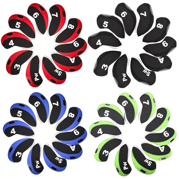 Golf Club Covers Set for Irons Neoprene Iron Head Cover Club Protector 10Pcs With Top Window For Men Women