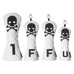 Golf Wood Cover Skull For Driver Fairway Hybrid Waterproof Protector Set PU Leather Soft Durable Golf Club Covers